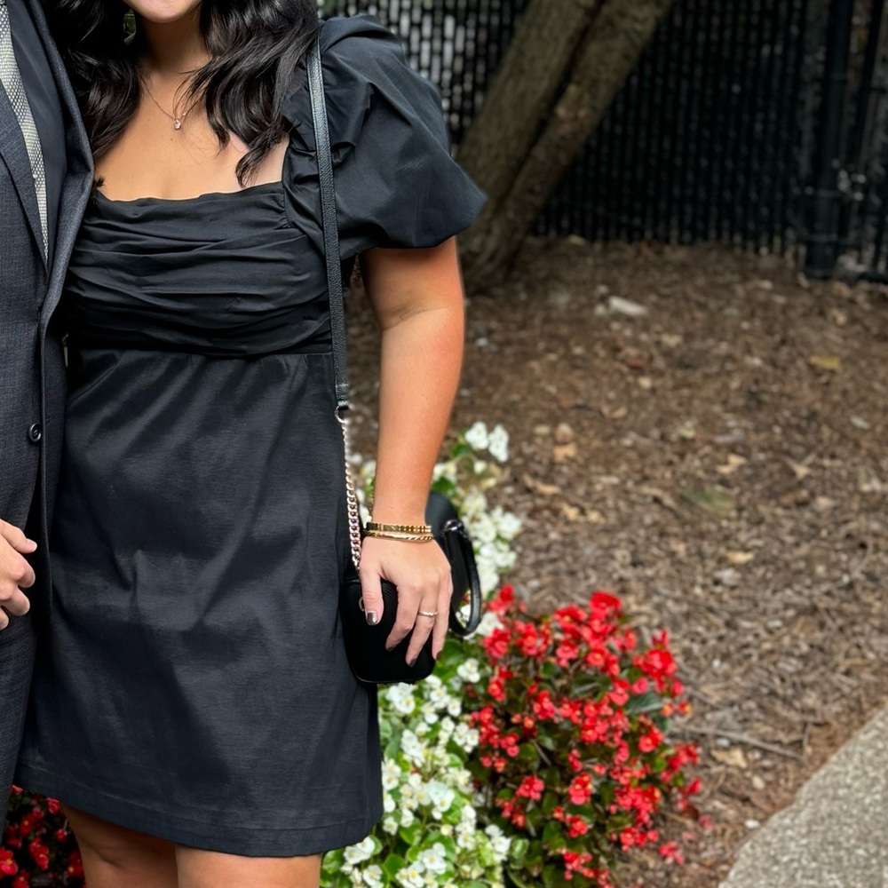 Socialite Black Mini Dress with Puff Sleeves